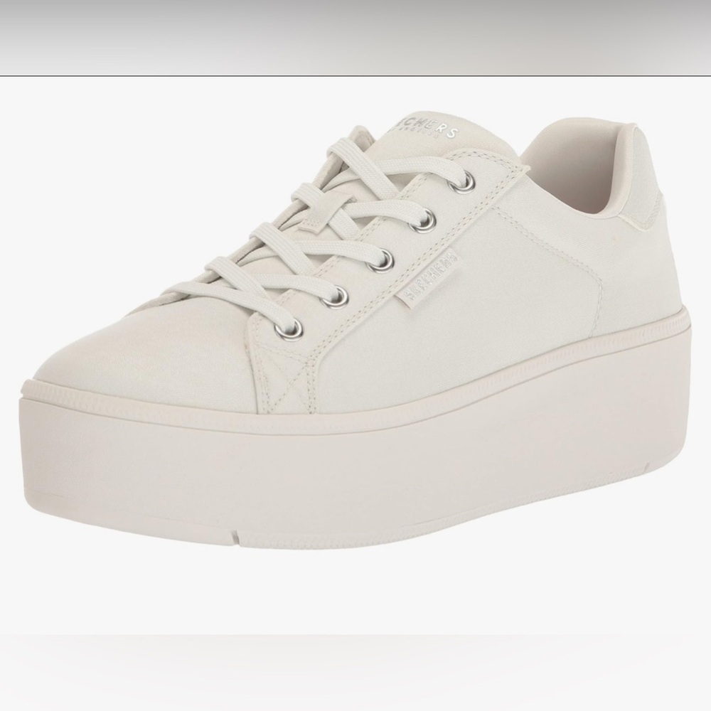 Skechers Plateau Vegan Chambray Lace Up Platform White Size 11